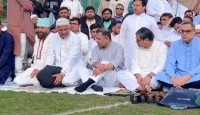লন্ডনের কিংসমেডাও মাঠে ঈদের নামাজ পড়লেন তারেক রহমান